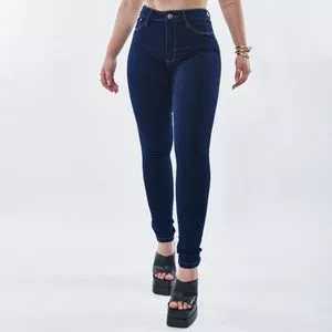 Calça Jeans Skinny Com Recortes<BR>- Azul Marinho<BR>- Lambada