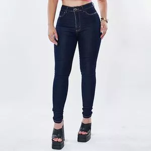Calça Jeans Skinny Com Recortes<BR>- Azul Marinho<BR>- 206Oz