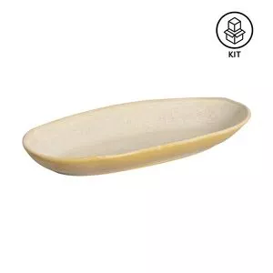 Jogo De Travessas Orgânico<BR>- Amarelo Claro<BR>- 4Pçs