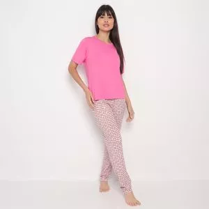 Pijama Xadrez<BR>- Rosa & Branco