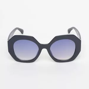 Óculos De Sol Arredondado<BR>- Azul Marinho & Marrom
