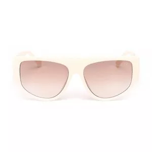Óculos De Sol Arredondado<BR>- Bege Claro & Marrom