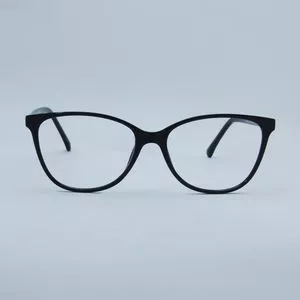Armação Para Óculos De Grau Arredondada<BR>- Preta & Prateada