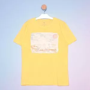 Camiseta Paisagem<BR> - Amarela & Bege<BR> - Acostamento