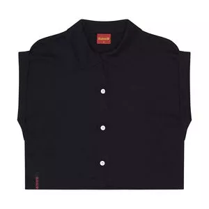 Camisa Cropped Com Recortes<BR>- Preta<BR>- Romitex