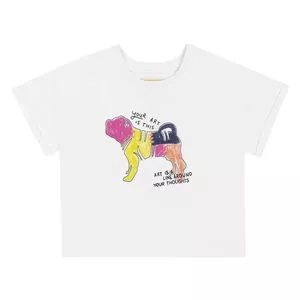Camiseta Com Inscrições<BR>- Branca & Rosa