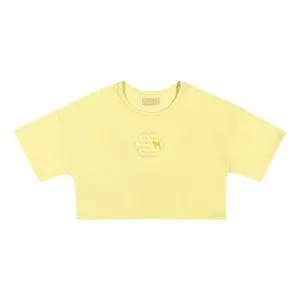 Camiseta Com Bordado<BR>- Amarelo Claro & Amarela