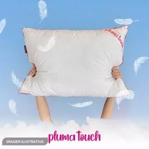 Travesseiro Pluma Touch®<BR>- Branco & Rosa<BR>- 15x90x50cm<BR>- I Wanna Sleep
