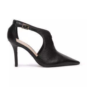 Ankle Boot Texturizada Com Recortes<BR>- Preta