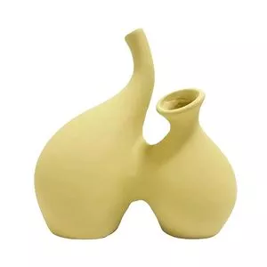Vaso Com Relevos<BR>- Amarelo<BR>- 23x23x12cm