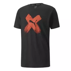 Camiseta Puma® Abstrata<BR>- Preta & Vermelha