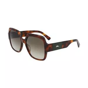 Óculos De Sol Quadrado<BR>- Marrom Escuro & Bege Escuro<BR>- Longchamp