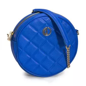 Bolsa Transversal Em Couro<BR>- Azul<BR>- 20x20x6cm