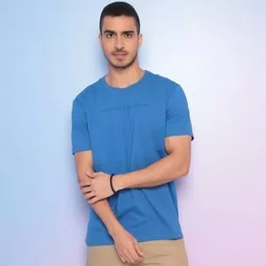 Camiseta Com Inscrições<BR>- Azul & Preta<BR>- Reserva