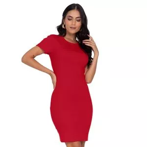 Vestido Curto Liso<BR>- Vermelho