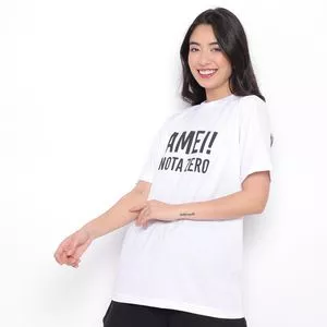 Camiseta Amei! Nota Zero<BR>- Branca & Preta