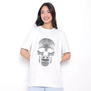 Camiseta Caveira<BR>- Branca & Preta