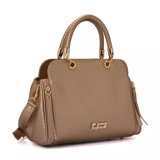 Bolsa Tote Em Couro Texturizada Bronze 23x31x13cm PRIVALIA O