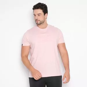 Camiseta Com Bordado<BR>- Rosa Claro