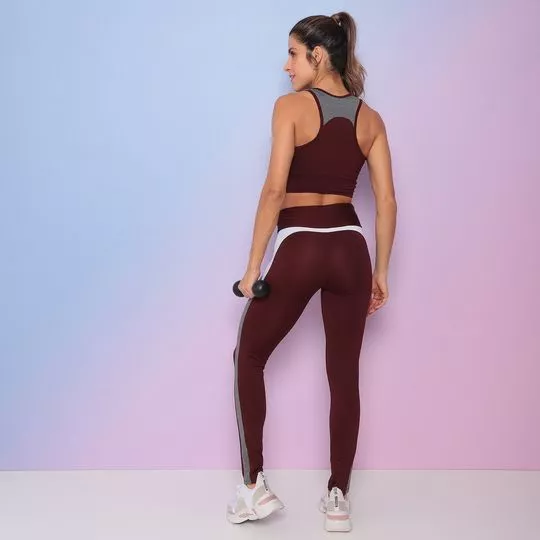 Set Mida Burgundy Sports Bra & Leggings Set