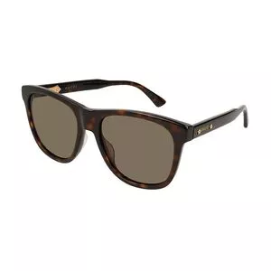 Óculos De Sol Retangular<BR>- Marrom Escuro & Amarelo Escuro<BR>- Gucci