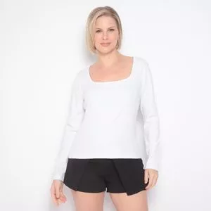 Blusa Canelada<BR>- Branca