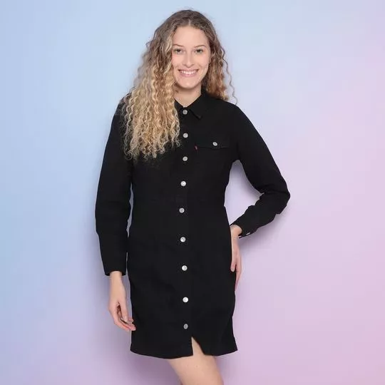 Vestido Com Bot es Preto Levi s PRIVALIA O outlet online de