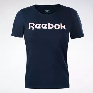 Camiseta Reebok®<BR>- Azul Marinho & Branca<BR>- Reebok