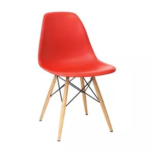 Cadeira Eames<BR>- Vermelha & Madeira<BR>- 80,5x46,5x42cm
