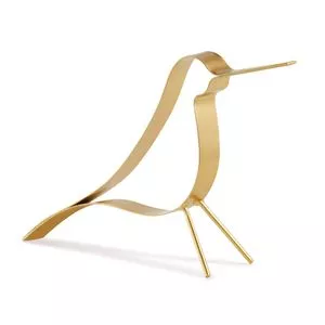 Pássaro Decorativo<BR>- Dourado<BR>- 19x28x7cm<BR>- Mart