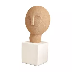 Escultura Decorativa Face<BR>- Bege & Off White<BR>- 28,5x12x13cm<BR>- Mart