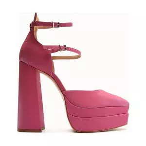 Sapato Meia Pata Com Fivelas<BR>- Pink