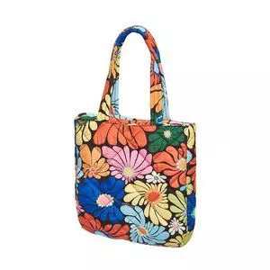 Bolsa Shopper Floral<BR>- Laranja & Azul<BR>- 18x24x5cm<BR>- Farm