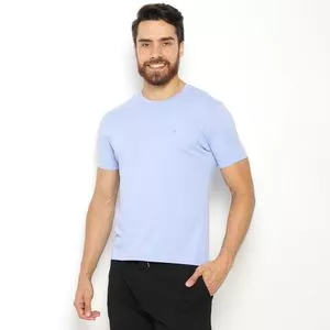 Camiseta Com Bordado<BR>- Azul Claro