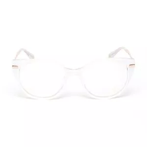 Armação Arredondada Para Óculos De Grau<BR>- Branca & Dourada