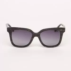 Óculos De Sol Quadrado<BR>- Preto & Cinza Escuro