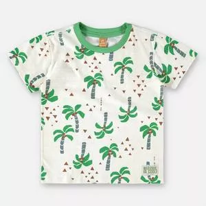 Camiseta Coqueiros<BR>- Off White & Verde