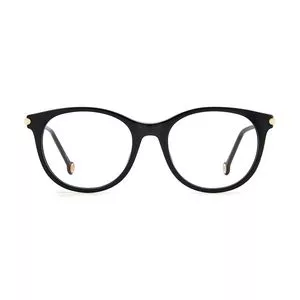 Armação Arredondada Para Óculos De Grau<BR>- Preta & Dourada<BR>- Carolina Herrera