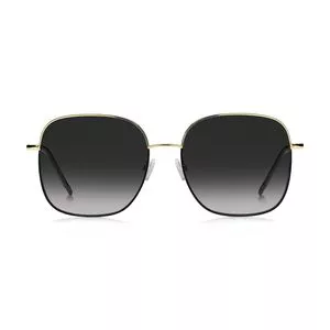 Óculos De Sol Quadrado<BR>- Preto & Dourado<BR>- Hugo Boss
