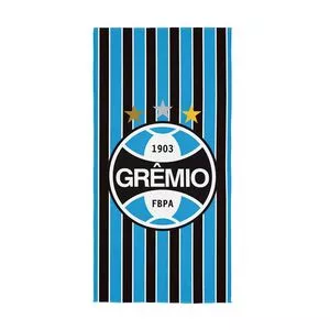 Toalha Para Banho Grêmio<BR>- Azul & Preta<BR>- 70x140cm<BR>- Lepper