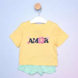 Pijama Amor<BR>- Amarelo & Verde Claro