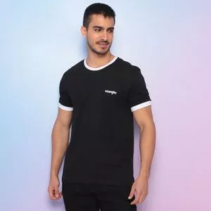 Camiseta Com Recortes<BR>- Preta & Branca