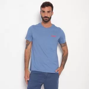 Camiseta Wrangler®<BR>- Azul & Vermelha
