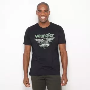 Camiseta Wrangler®<BR>- Preta & Verde Claro