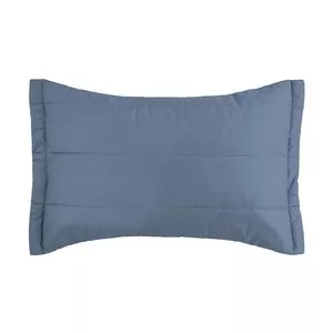 Porta-Travesseiro Toque Acetinado Básico Com Pespontos<BR>- Azul Marinho<BR>- 70x50cm