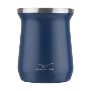 Cuia Térmica Invicta®<BR>- Inox & Azul Escuro<BR>- 250ml