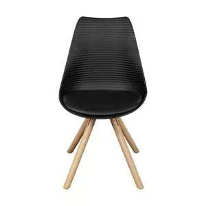Cadeira Com Assento Acolchoado<BR>- Preta & Bege<BR>- 82,5x48x58cm<BR>- Or Design