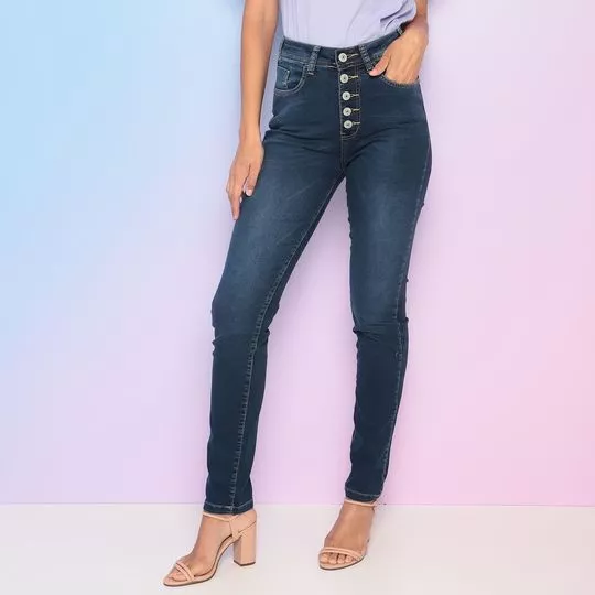 Calça Jeans Skinny Labellamafia®- Azul & Vermelha- La Bella Mafia -  PRIVALIA - O outlet online de moda Nº1 no Brasil