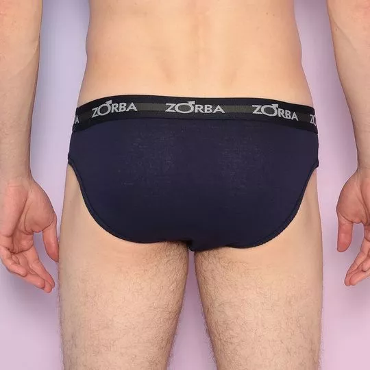 Cueca Slip Com Logo Em Relevo - Preta & Cinza - Yamamay - PRIVALIA