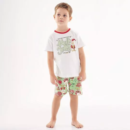 Pijama Duendes- Branco & Verde Claro- Up Baby & Up Kids